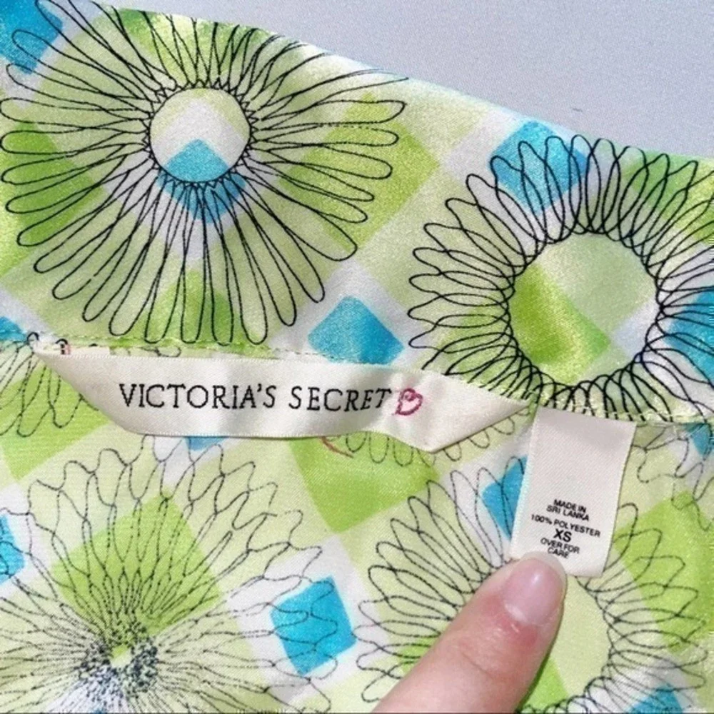 Victoria’s Secret Vintage Satin Green Button Up